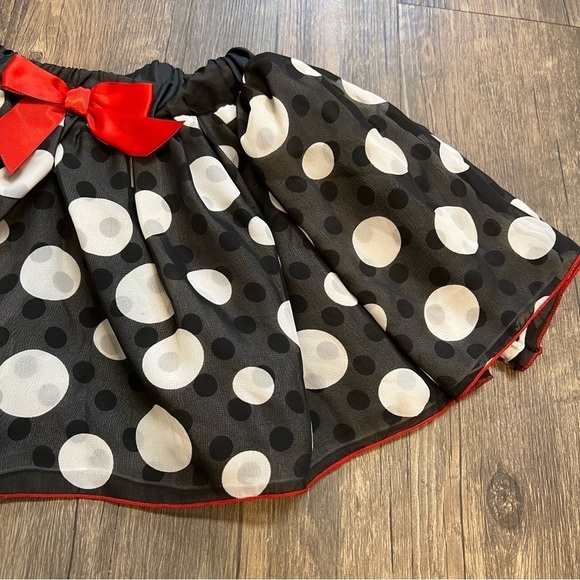 Disney Girls Polka Dot Red Bow Minnie Mouse Bottom Skirt Stretch Elastic Waist 4 - Picture 5 of 8